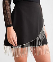 Rhinestone Fringe Surplice Skirt