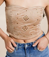 Studded Faux Suede Tube Top