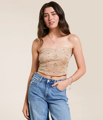 Studded Faux Suede Tube Top