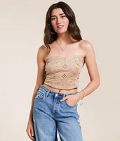 Studded Faux Suede Tube Top