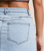Rhinestone Denim Mini Stretch Skirt