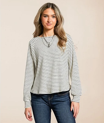 Blu Pepper Raw Edge Ribbed Top