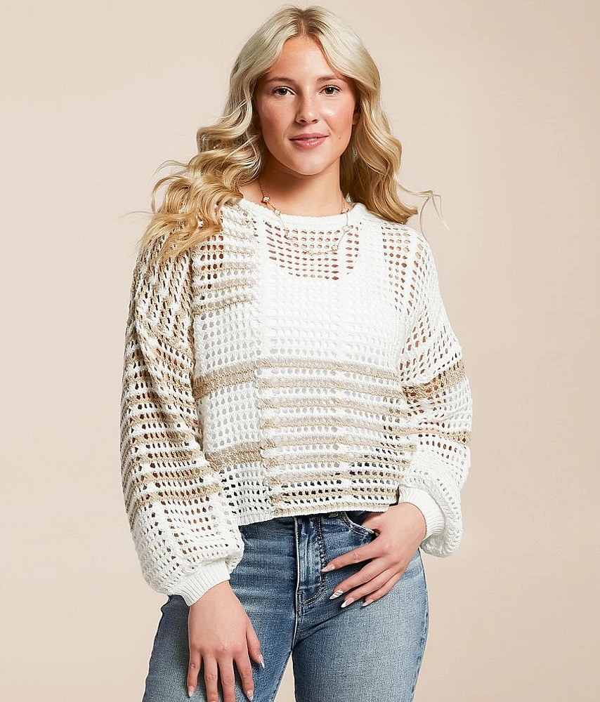 Blu Pepper Mixed Stripe Cropped Sweater