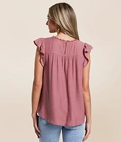 Textured Flutter Top