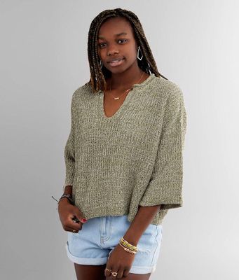 BKE Cable Knit Pullover Cropped Sweater