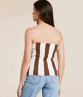 Striped Foldover Tube Top