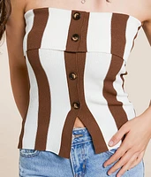 Striped Foldover Tube Top