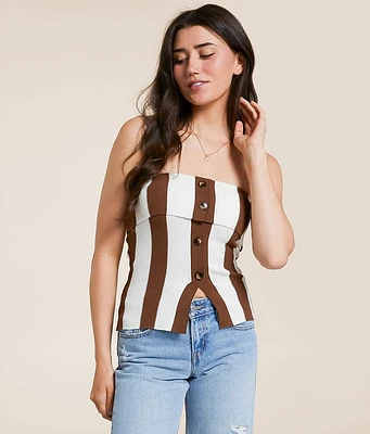 Striped Foldover Tube Top