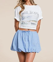 Gingham Bubble Mini Skirt