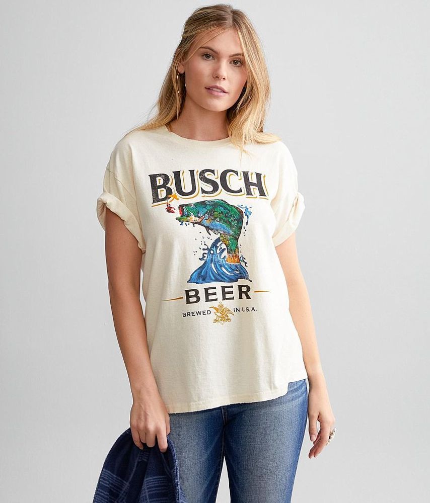 Brew City Busch Light Fishing T-Shirt - Cream Medium, Men's