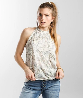 Floral Print Crochet Tank Top