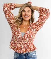 Billabong Time Goes By Cropped Peplum Top