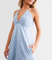 Halter Strappy Chambray Jumpsuit