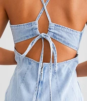 Halter Strappy Chambray Jumpsuit