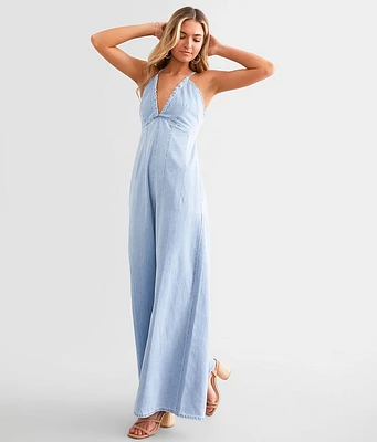 Halter Strappy Chambray Jumpsuit