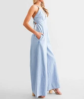 Halter Strappy Chambray Jumpsuit