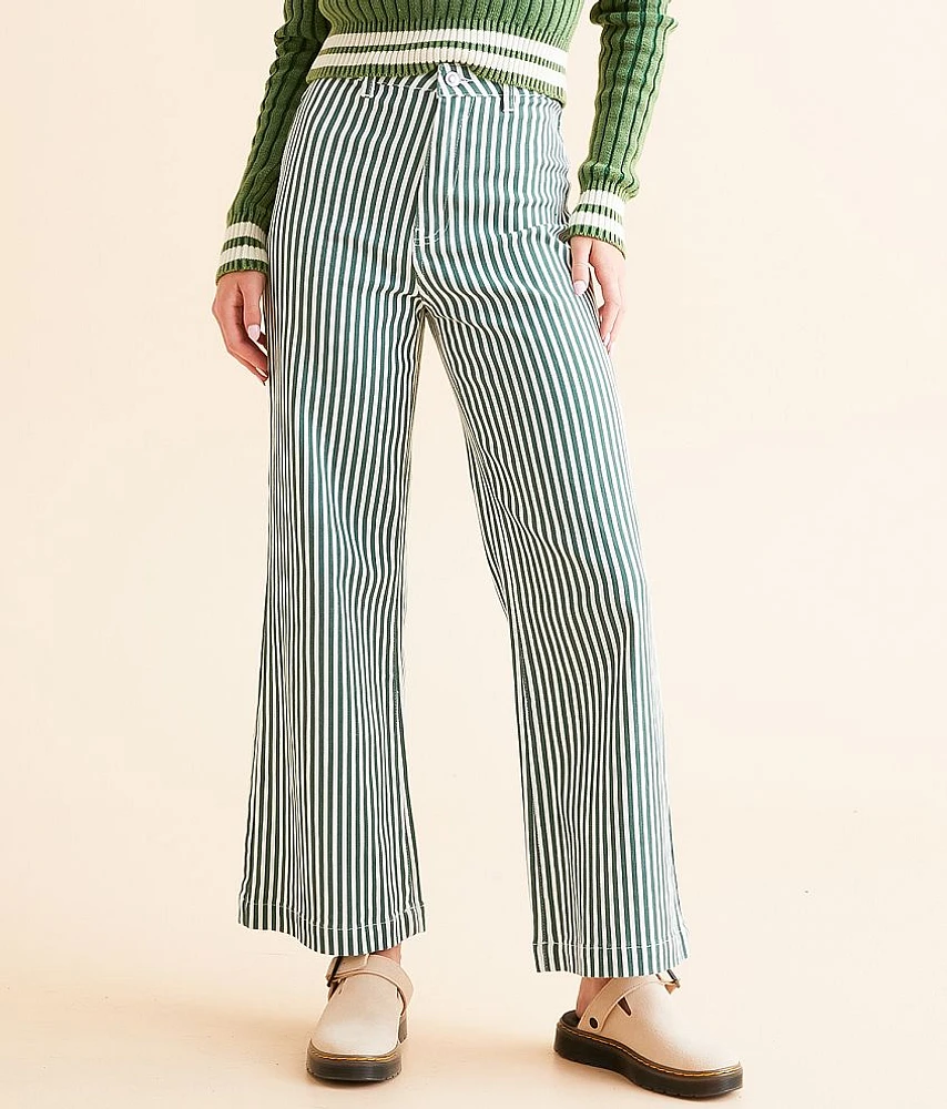 DH Apparel High Rise Wide Leg Striped Stretch Pant