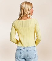 Front Tie Cropped Cardigan Sweater