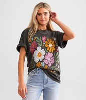 The Vinyl Icons Abstract Flowers Oversized T-Shirt
