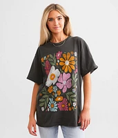 Abstract Flowers Oversized T-Shirt