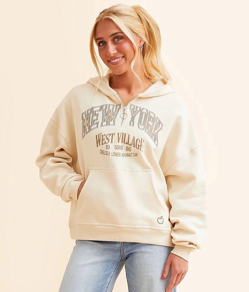 Modish Rebel New York Quarter Zip Hooded Sweatshirt