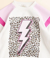 Girls - Leopard Lightning Bolt Pullover