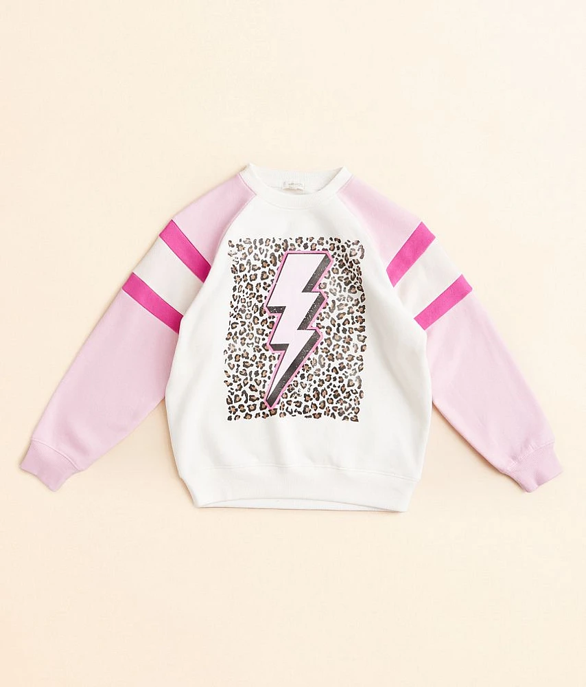 Girls - Modish Rebel Leopard Lightning Bolt Pullover