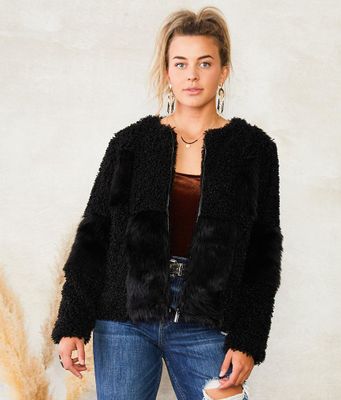 Willow & Root Pieced Faux Fur Jacket