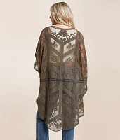 Embroidered Mesh Kimono - One Size