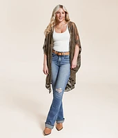 Embroidered Mesh Kimono - One Size