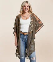 Embroidered Mesh Kimono - One Size