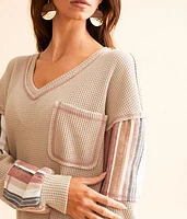 Waffle Knit Striped Top