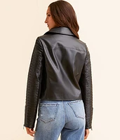 Faux Leather Moto Cropped Jacket