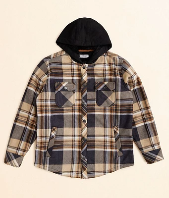 Boys - Departwest Plaid Fleece Hooded Shacket