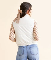Pleather Cropped Puffer Vest