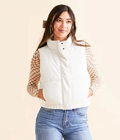 Pleather Cropped Puffer Vest