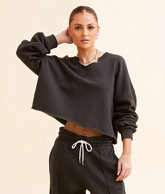 Gilded Intent Notch Neck Cropped Pullover