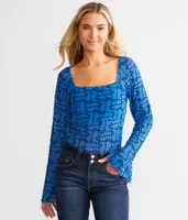 Willow & Root Flocked Mesh Top