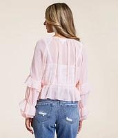 Front Tie Ruffle Top