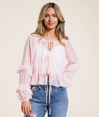 Front Tie Ruffle Top