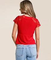 Pieced Lace Keyhole Top