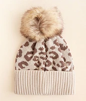 Leopard Pom Beanie