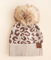 Leopard Pom Beanie