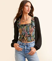 Willow & Root Floral Tapestry Cropped Top