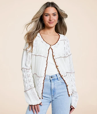 Mixed Stitch Cardigan Sweater