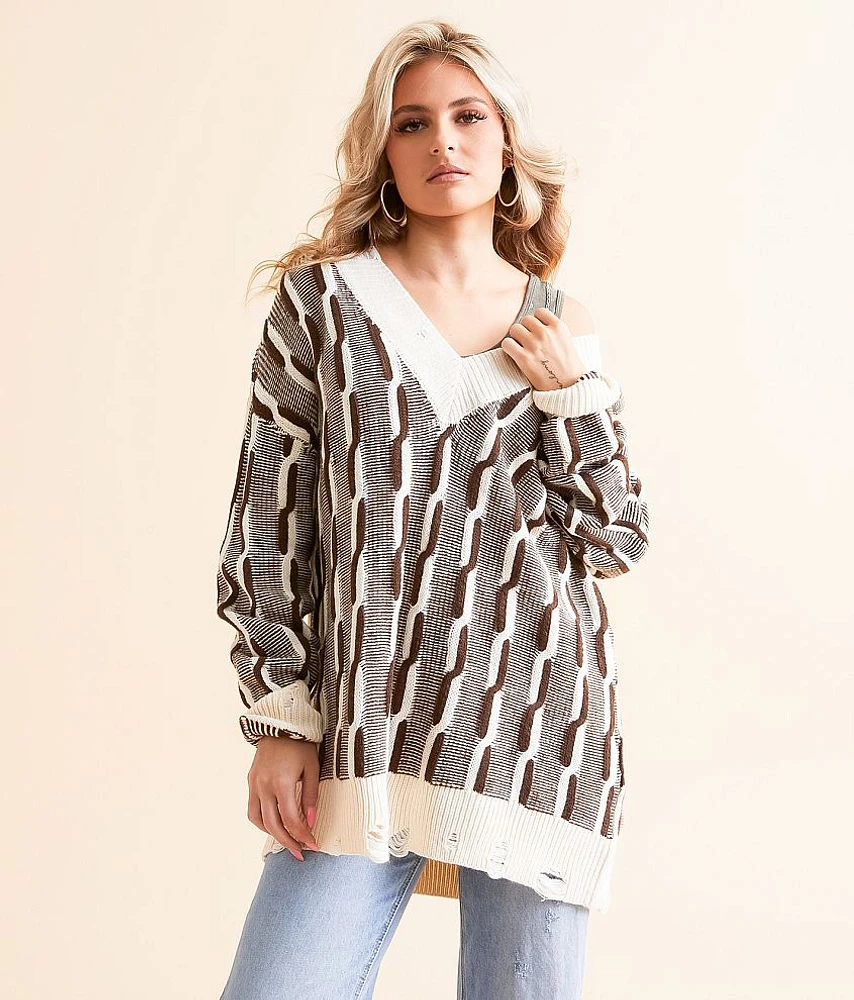 Gilded Intent Oversized Cable Tunic Sweater