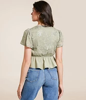 Embroidered Peplum Top