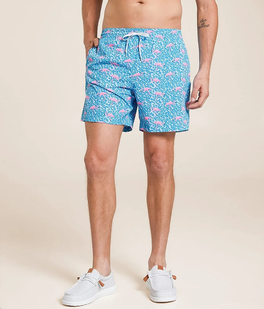 The Domingos Are For Flamingos Stretch Swim Trunks