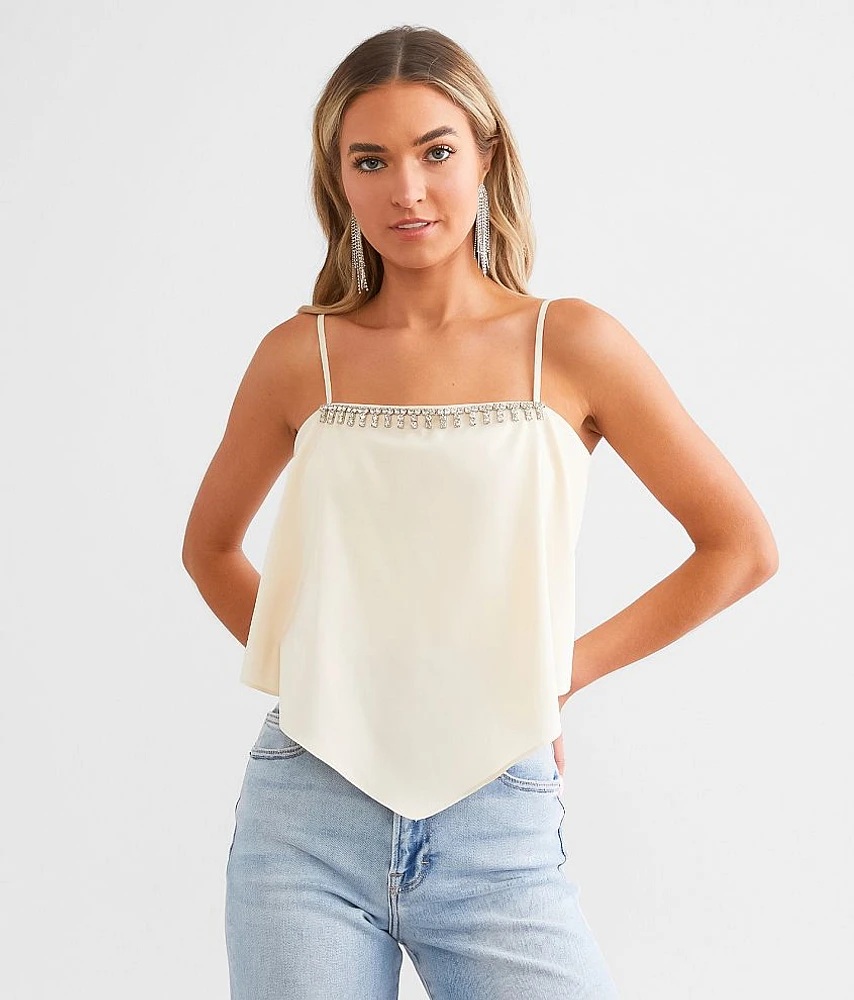 Cloud Ten Satin Hanky Rhinestone Tank Top