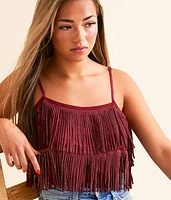 Rhinestone Fringe Cropped Tank Top